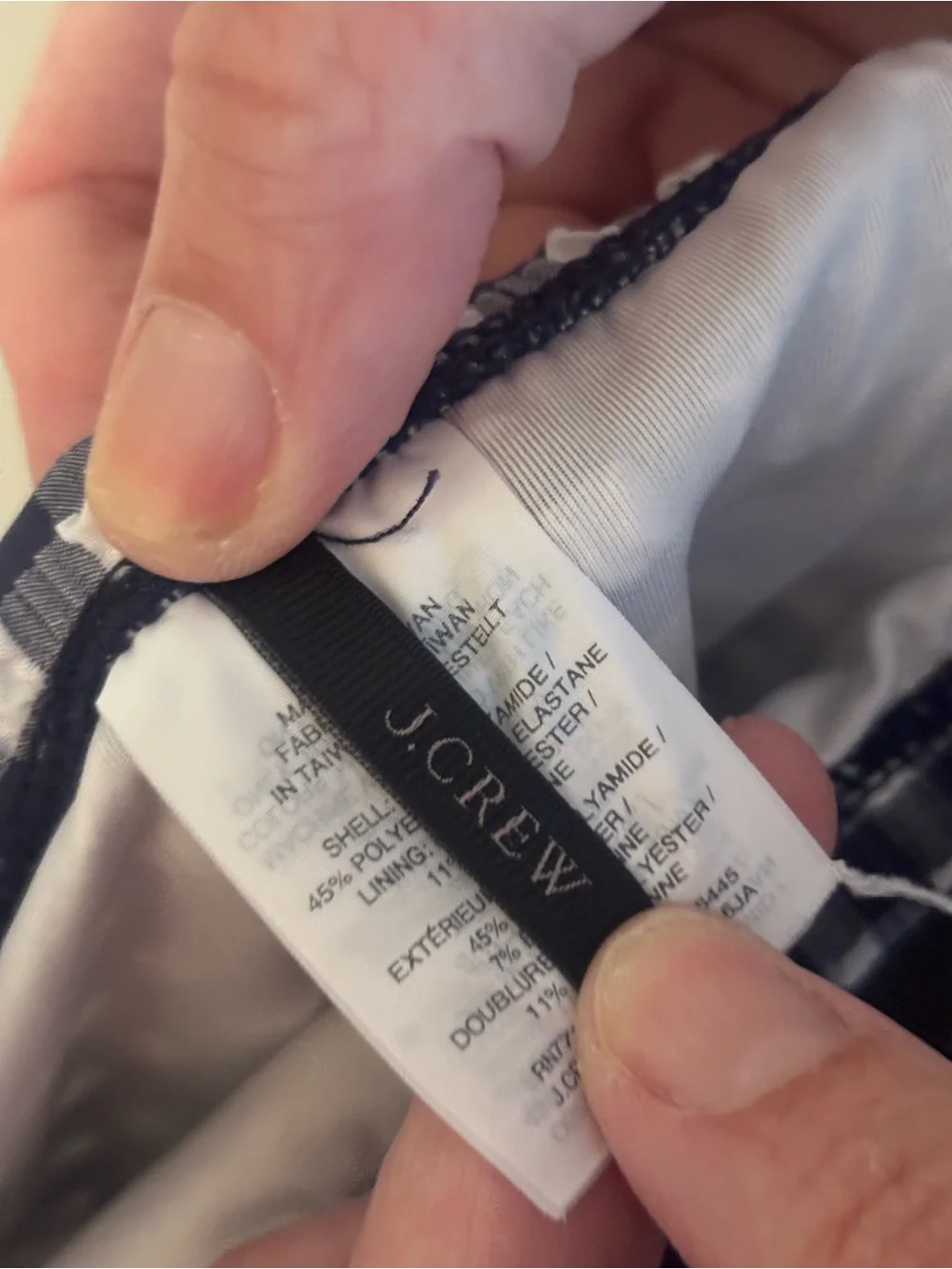 J. Crew Navy & White Gingham Strapless One-Piece Swimsuit